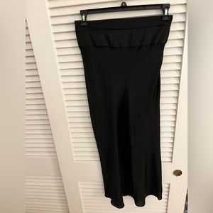 Free people midi black silk skirt